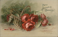 For a Joyous Birthday - A Picture of Red Roses - C. Klein Postcard Postcard