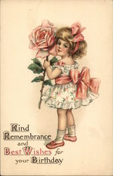 Picture of a Young Girl Holding a Rose Girls Postcard Postcard