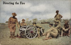 "Directing The Fire" - Seven Soldiers Practicing Cannon Postcard