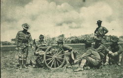 Seven Soldiers Around Cannon Army Postcard Postcard