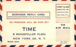 Postage-Paid Time Magazine Subscription Business Reply Card Advertising Postcard Postcard