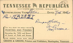 Correspondence Card from the "Tennessee Republican" Advertising Postcard Postcard