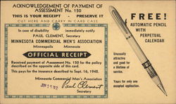 Acknowledgement of Paymwent of Assessment No. 150 Postcard