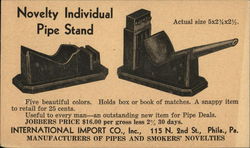 Advertisement for Novelty Individdual Pipe Stand Postcard