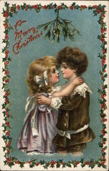 Two Young Kids Embracing Children Postcard Postcard