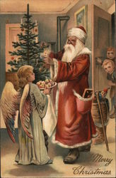 Santa and an Angel with Muffins Santa Claus Postcard Postcard