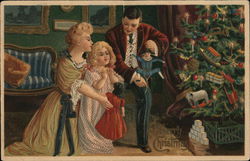 Merry Christmas - A Family on Christmas Morning Postcard