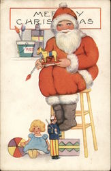 Santa Busy in his Workshop Postcard