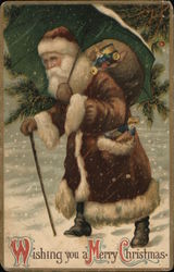 Santa in Brown Robe Santa Claus Postcard Postcard