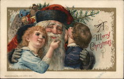 Children Being Held by Santa Claus Postcard Postcard