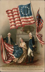 Betsy Ross Making The First Flag With Stars And Stripes Postcard