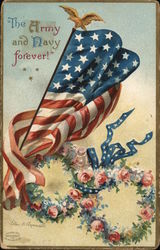 The Army and Navy forever! Patriotic Postcard Postcard