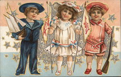 Children on Fourth of July Postcard