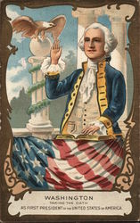 Painting of George Washington Being Sworn in as President Postcard