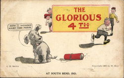 The Glorious 4TH - Children and a Dog 4th of July Postcard Postcard