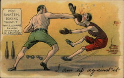 I am Up Against It - Two Men Boxing Postcard Postcard