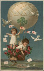 Children in a Hot AIr Balloon Postcard