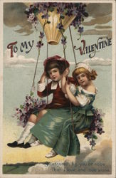 To My Valentine - Young Couple on a Swing Postcard