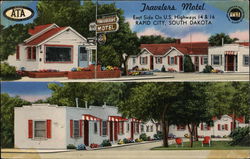 Travelers Motel, East Side on U.S. Highways 14 & 16 Postcard