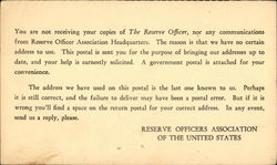 Reserve Officers Association of the United States Washington, DC Washington DC Postcard Postcard Postcard