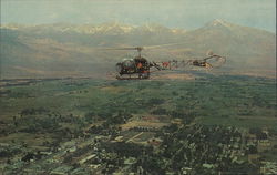 Helicopter over Aerial View Postcard