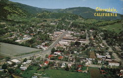 Aerial View of Town and Hills Cloverdale, CA Postcard Postcard Postcard