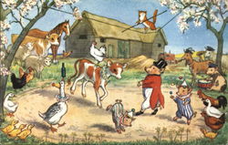 The Farmyard Circus by Molly Brett Dressed Animals Postcard Postcard Postcard