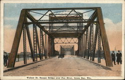 Walnut St. Basque Bridge Over Fox River Postcard