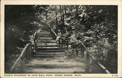 Rustic Stairway in John Ball Park Postcard