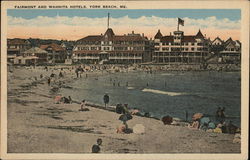 Shore View of Fairmont and Wahnita Hotels York Beach, ME Postcard Postcard Postcard