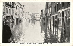 Flood Scene on Kennebec River Postcard