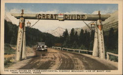 The Great Divide on Trans-Continental Highway Boundary Line of Banff and Yoho National Parks Postcard