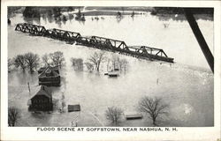 Flood Scene at Goffstown, Near Nashua, N.H. Postcard