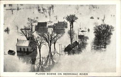 1936 Flood Scene on Merrimac River Postcard