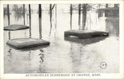 Automobiles Submerged Orange, MA Postcard Postcard Postcard