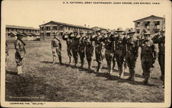 Learning the "Salute, U.S. National Army Cantonment, Camp Dodge Des Moines, IA Postcard Postcard Postcard