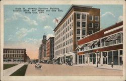 Sixth Street Showing Davidson Building, Trimble Block, Post Office & City Hall Sioux City, IA Postcard Postcard Postcard