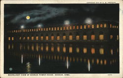 Moonlight View of keokuk Power House Postcard