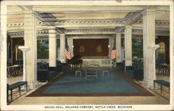 Social Hall, Kellogg Company Battle Creek, MI Postcard Postcard Postcard