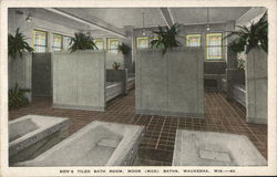 Men's Tiled Bath Room, Moor (Mud) Baths Waukesha, WI Postcard Postcard Postcard