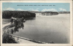 Beautiful Drive Along Long Lake Rice Lake, WI Postcard Postcard Postcard