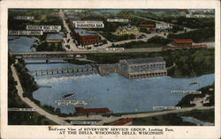 Bird's-Eye View of Riverview Service Group, Looking East at The Dells Postcard