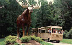 The Heritage USA mascot at the Registration Building greets passersby Postcard