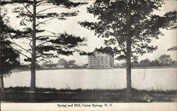 Spring and Mill Union Springs, NY Postcard Postcard Postcard