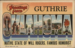 Greetings from Guthrie, Oklahoma Postcard Postcard Postcard