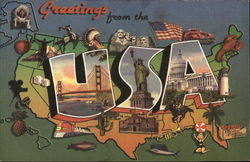 Greetings from the USA Large Letter Postcard Postcard Postcard