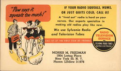 Radio Television Service, Sylvania Radio Tubes Postcard