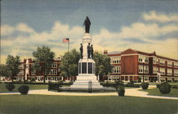 Union-Endicott High School and World War Monument Postcard