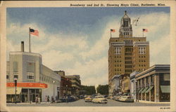 Broadway and 2nd St., Showing Mayo Clinic Rochester, MN Postcard Postcard Postcard