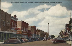 Second Street, and Business District, Looking North, Laramie, Wyoming Postcard Postcard Postcard